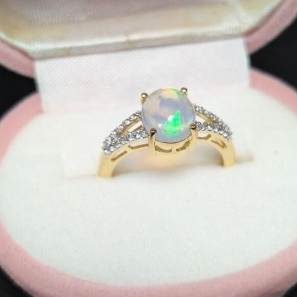 Silver Opal 1.5Ct & Cz Ring, Suggested Retail Value $240 - Picture 3 of 3